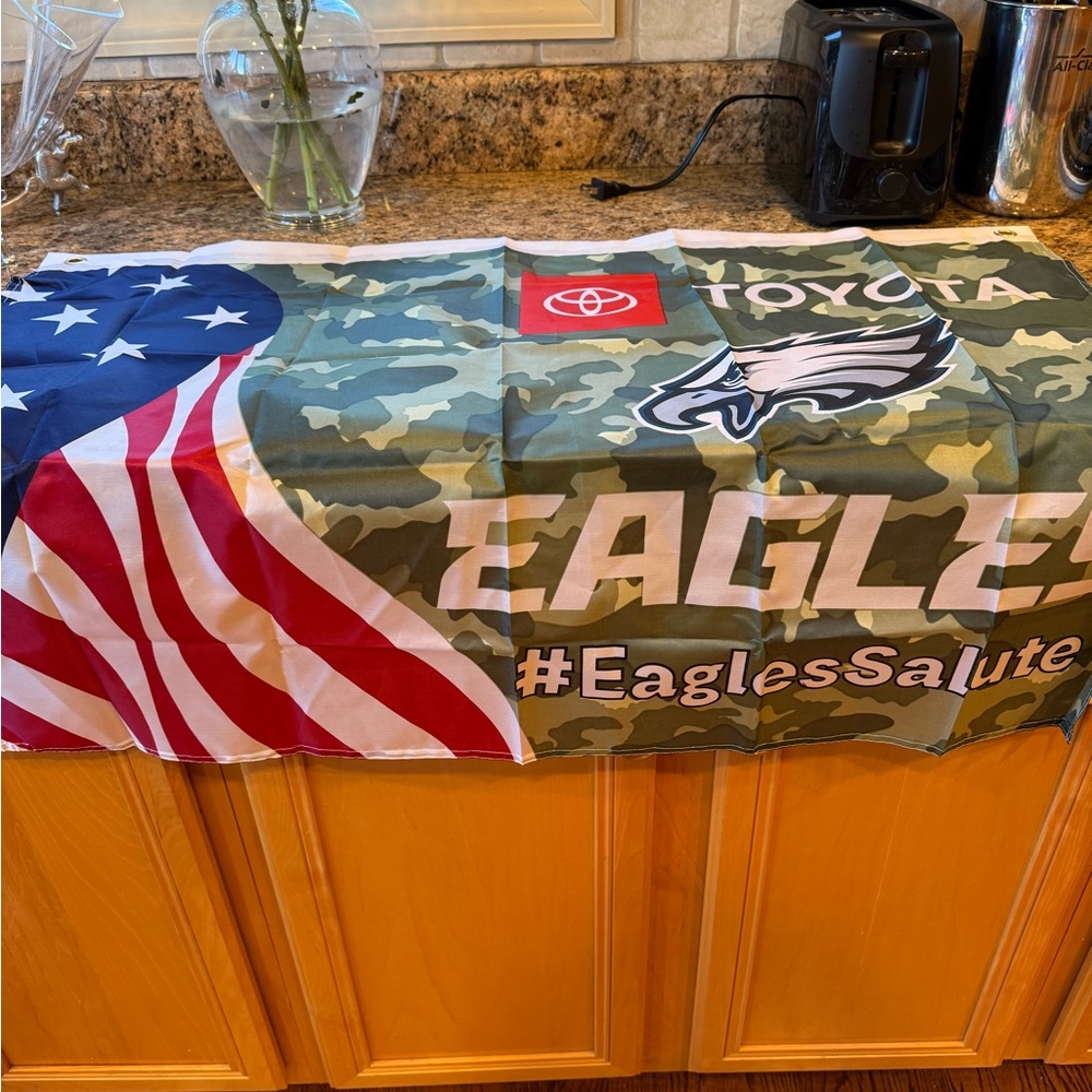 Philadelphia eagles large flag banner veterans salute flag new